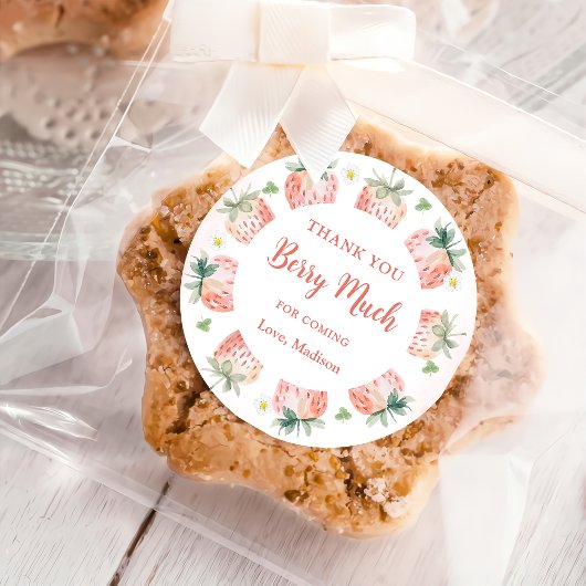 Sticker Rond Berry Merci fraise beaucoup