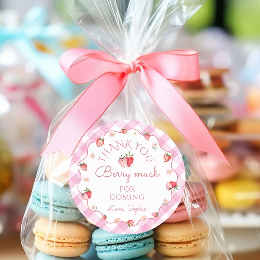 Sticker Rond Berry Merci fraise beaucoup pour venir