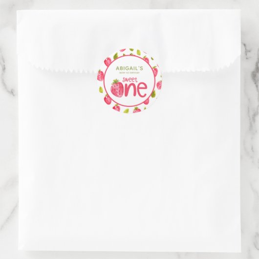 Sticker Rond Berry personnalisé premier anniversaire (Sac)