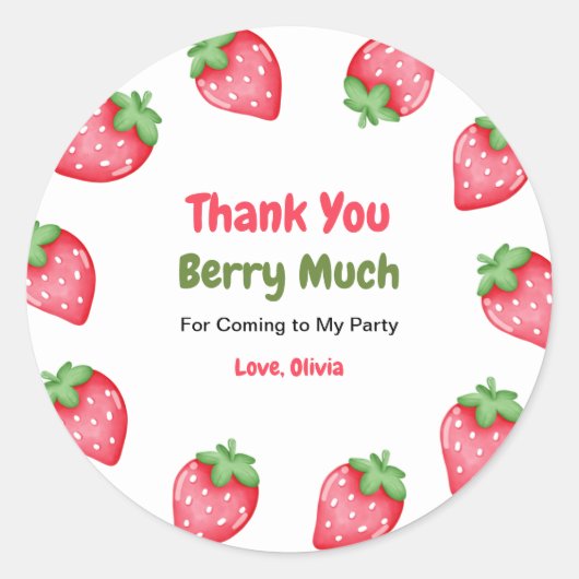 Sticker Rond Berry Premier anniversaire 1er anniversaire Merci (Devant)