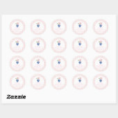 Sticker Rond Berry premier anniversaire bleu Bow rose En vichy (Feuille)