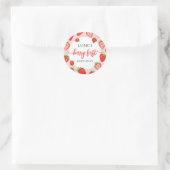 Sticker Rond Berry premier anniversaire Fille fraise 1er annive (Sac)