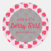 Sticker Rond Berry Premier anniversaire Fraise Daisy (Devant)