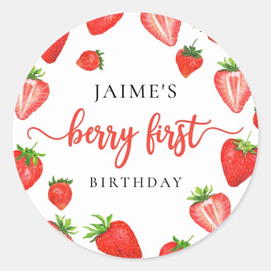 Sticker Rond Berry premier anniversaire fraise premier annivers (Devant)
