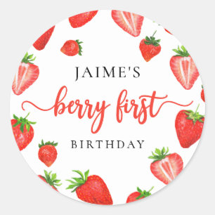 Sticker Rond Berry premier anniversaire fraise premier annivers