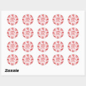 Sticker Rond Berry rose 1er Main Fraise Fille Anniversaire (Feuille)