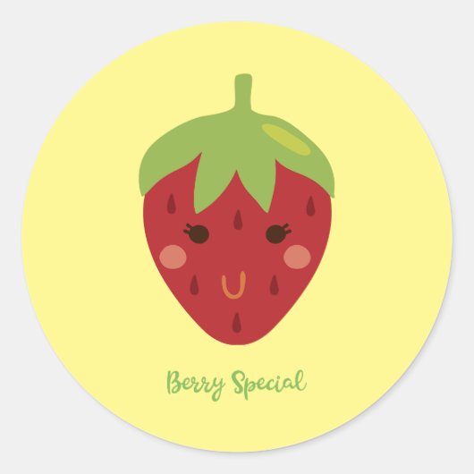 Sticker Rond Berry Special Souriant fraise (Devant)