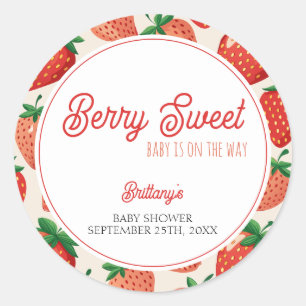Sticker Rond Berry Sweet À damiers Baby shower de fraise