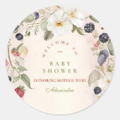 Sticker Rond Berry Sweet Baby shower (Devant)