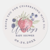 Sticker Rond Berry Sweet Baby shower Fruits Merci (Devant)