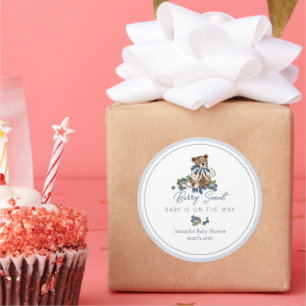 Sticker Rond Berry Sweet Blueberry Ours bébé Garçon Douche