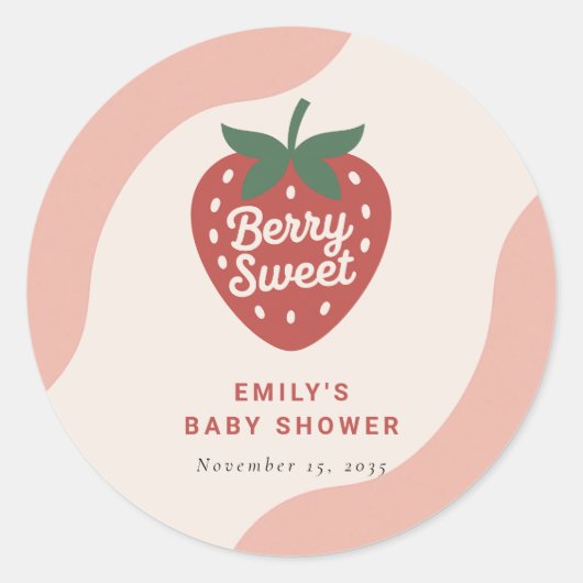 Sticker Rond Berry Sweet Cute Baby Shower (Devant)