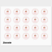 Sticker Rond Berry Sweet fraise anniversaire Pink Bow En vichy (Feuille)