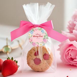 Sticker Rond Berry Sweet Strawberry 1er Anniversaire Fruit Thèm