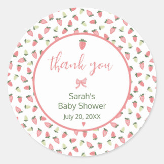Sticker Rond Berry Sweet Strawberry Baby Shower Thank You