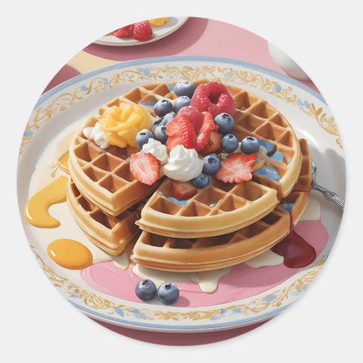 Sticker Rond Berry Waffle Breakfast Plate (Devant)