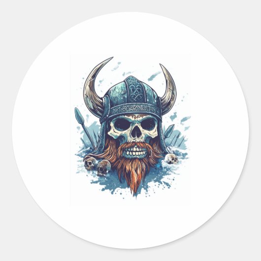 Sticker Rond Berserker crâne viking (Devant)