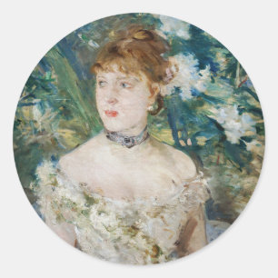 Sticker Rond Berthe Morisot - Jeune Fille en Robe de Bal