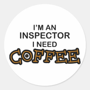 Sticker Rond Besoin de café - Inspecteur