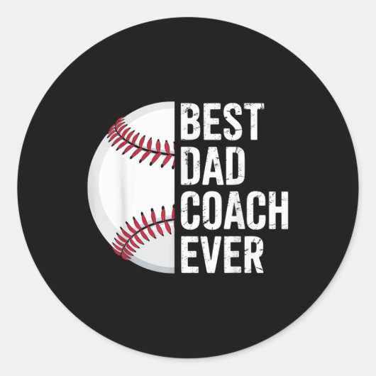 Sticker Rond Best Baseball Papa Entraîneur Jamais Rétro Père Ba (Devant)