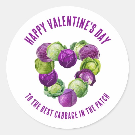 Sticker Rond BEST CABBAGE IN THE PATCH Valentine Couples (Devant)
