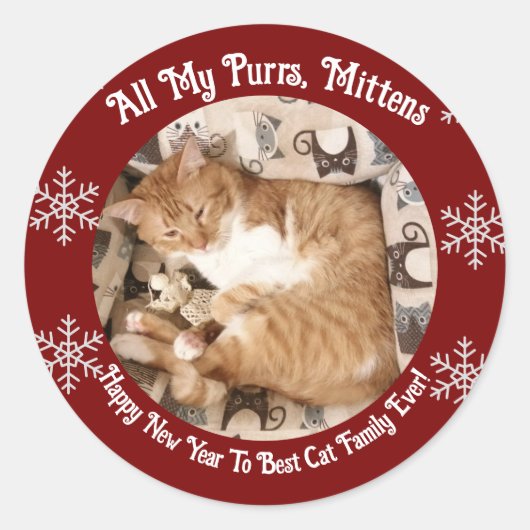 Sticker Rond  Best Cat Family  Ever , Cat Photo ,  (Devant)