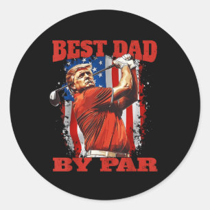 Sticker Rond Best Dad By Par Par Trump Golf Fête des pères