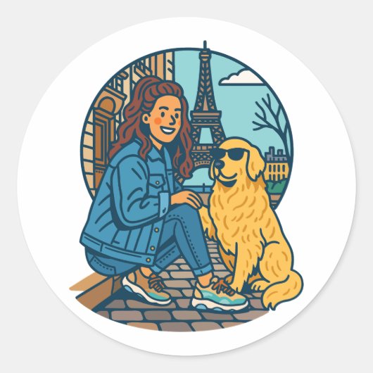 Sticker Rond Best Dog Mom Ever in Paris (Devant)