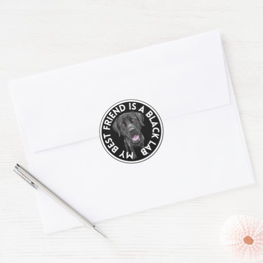 Sticker Rond Best Friend Black Lab (Enveloppe)