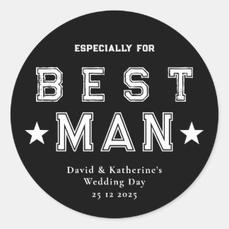 Sticker Rond Best Man Appreciation Gift Black