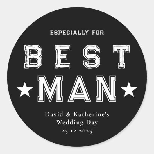 Sticker Rond Best Man Appreciation Gift Black (Devant)
