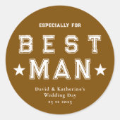 Sticker Rond Best Man Appreciation Gift Brown (Devant)