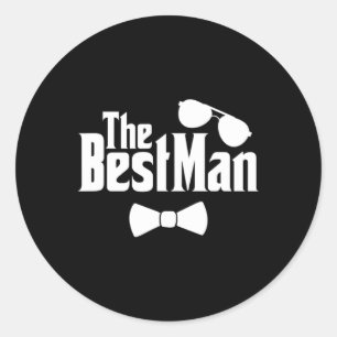 Sticker Rond Best Man Friends Groom Bride Mariage Couple Bachel