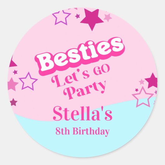 Sticker Rond Besties Retro Doll Party (Devant)