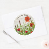 Sticker Rond bestiole de dame sur des coquelicots rouges avec d (Enveloppe)