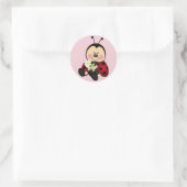 Sticker Rond Bestiole de femme de dessin mignon (Sac)
