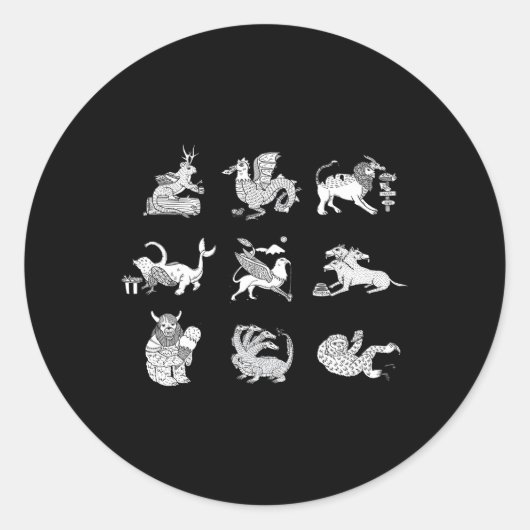 Sticker Rond Bêtes mythiques (Devant)