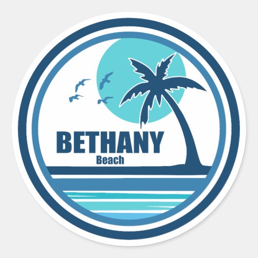 Sticker Rond Bethany Beach Delaware Palm Tree Birds (Devant)