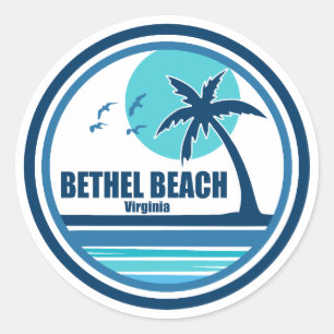 Sticker Rond Bethel Beach Virginia Palm Tree Birds
