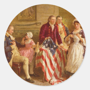 Sticker Rond Betsy Ross 1777 par Jean Leon Gerome Ferris