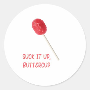 Sticker Rond Beurre à la sueur avec la sucette rouge