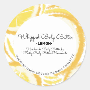 Sticker Rond Beurre Corporel au Citron Emballage de Marque pour
