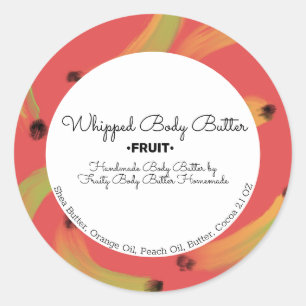 Sticker Rond Beurre Corporel Banane Emballage et Marque de Bain