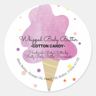 Sticker Rond Beurre Corporel Crème de Cotton Candy Emballage et
