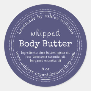 Sticker Rond Beurre Corporel Fait Main Biologique Bleu Marine E