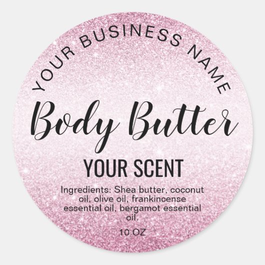 Sticker Rond beurre corps or rose parties scintillant (Devant)