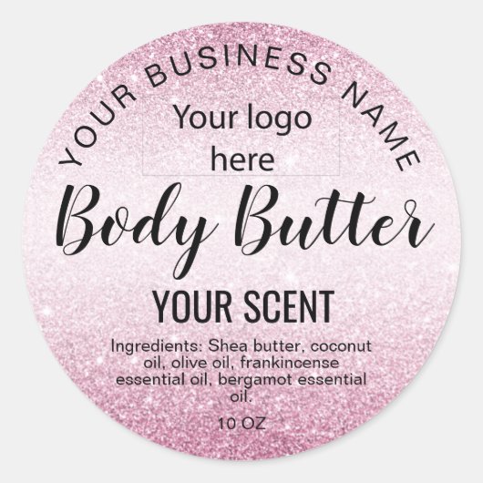 Sticker Rond beurre corps or rose parties scintillant ajouter v (Devant)