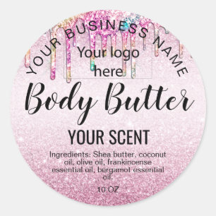 Sticker Rond beurre corps or rose parties scintillant ajouter v