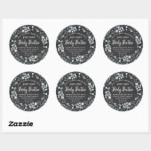 Sticker Rond Beurre de caisse en carton fleuri blanc (Feuille)