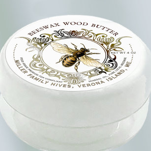Sticker Rond Beurre de cire d'abeille en or de Queen Bee